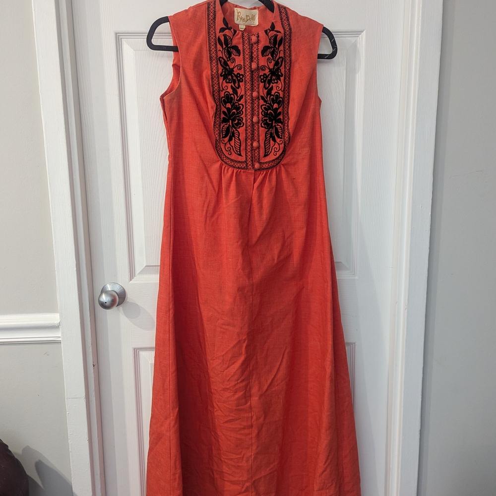 Rae Dolls SF Vintage Red Dress With Embroidered Bib